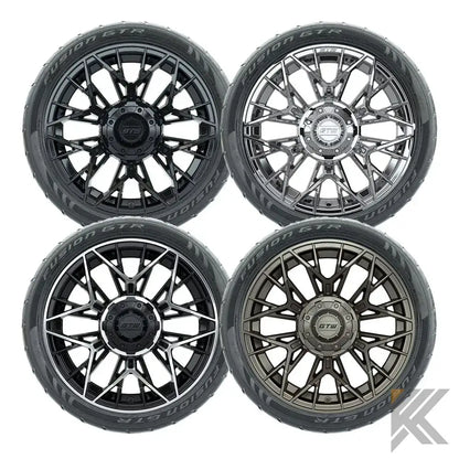 14" GTW® Stellar Wheels with Fusion GTR 205/40R14 DOT Tires - Set of 4 - Select Your Finish Kryptex Golf Carts