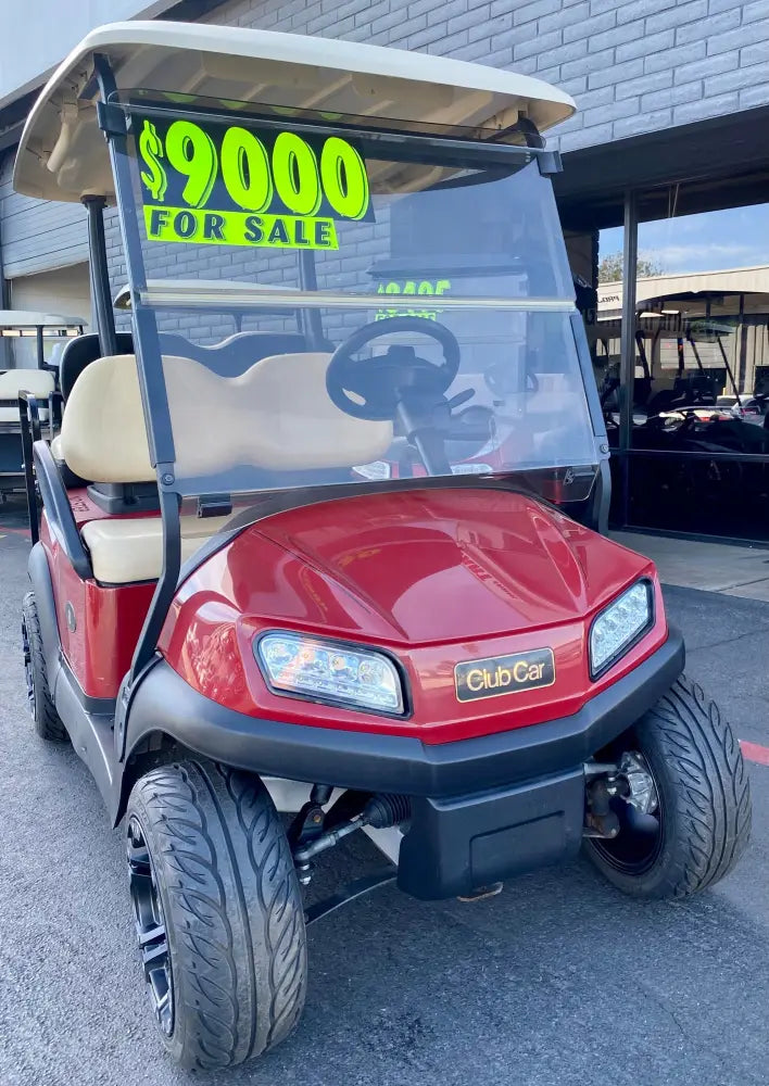 2020 CLUB CAR - TEMPO IN MAROON 4PR GOLF CART W/ NEW LITHIUM BATTERY & CUSTOM WHEELS