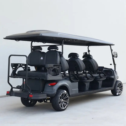 8 Seater Golf Cart in Matte Black - Extended Range 206AH Lithium Ion Electric LSV with LED Lights