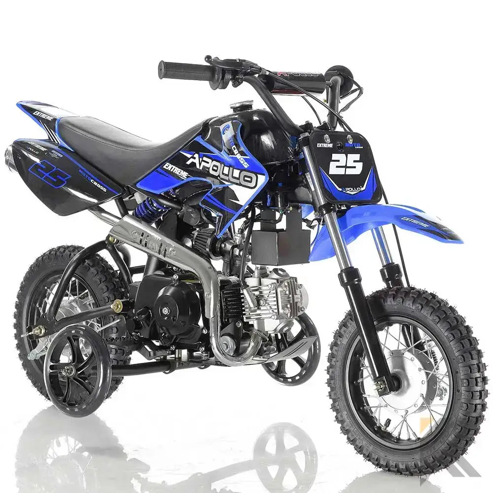 Apollo 70cc Kids Dirt Bike With Training Wheels Kryptex Golf Carts