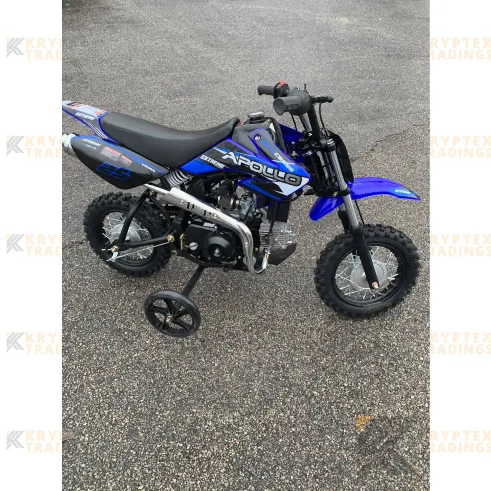 Apollo 70cc Kids Dirt Bike With Training Wheels Kryptex Golf Carts