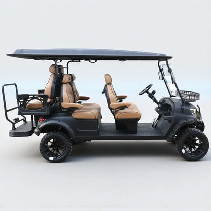 Matte Black 6 Seater With Copper Seats - 206ah Extended Range Golf Cart