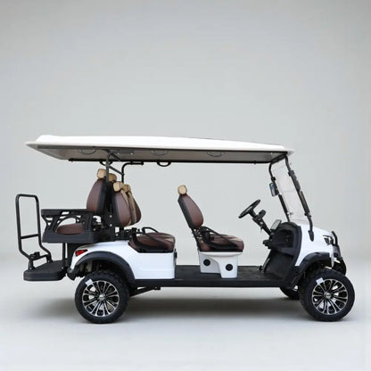 White 6 Seater With Two Tone Seats - 48v Lithium Golf Cart
